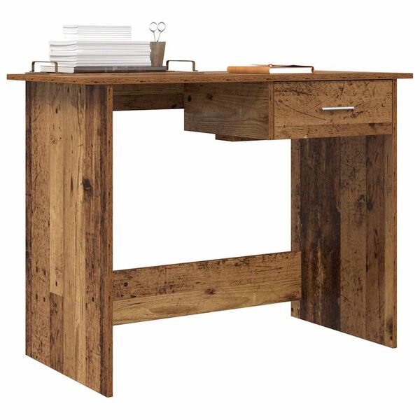 vidaXL Desk with Drawer Old Wood 100 x 50 x 76 cm Engineered Wood