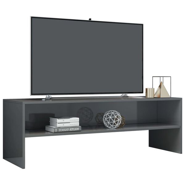 vidaXL TV Cabinet High Gloss Grey 120x40x40 cm Engineered Wood