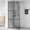 vidaXL Walk-in Shower Wall Black 100 x 195 cm Tempered Glass