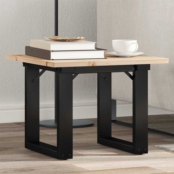 vidaXL Coffee Table O-Frame 50x50x35 cm Solid Wood Pine and Steel