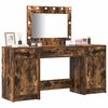 vidaXL Dressing Table with Mirror Lights 3 pcs Brown Engineered Wood