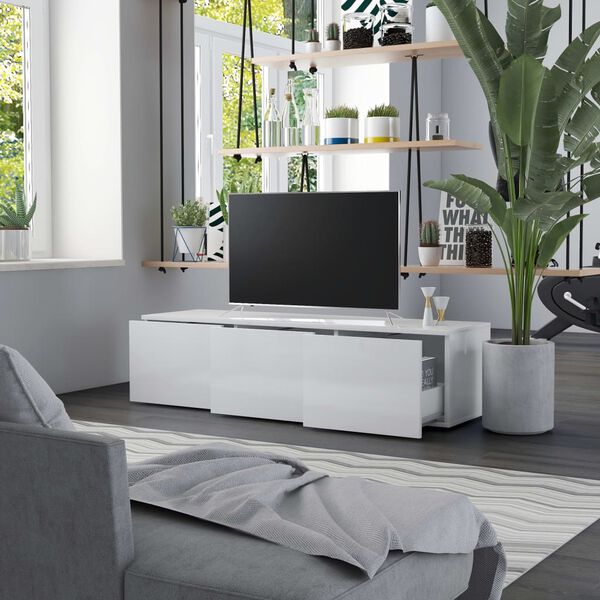 vidaXL TV Cabinet High Gloss White 120x34x30 cm Engineered Wood