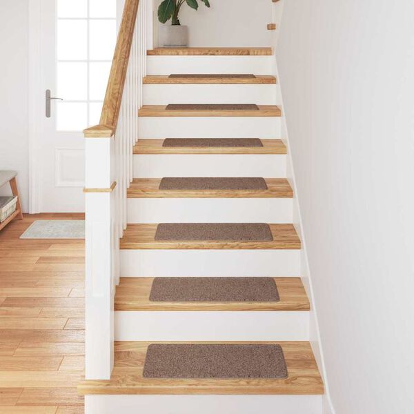 vidaXL Anti-slip Stair Mats Latex backing 15 pcs Brown 60 x 25 cm PP