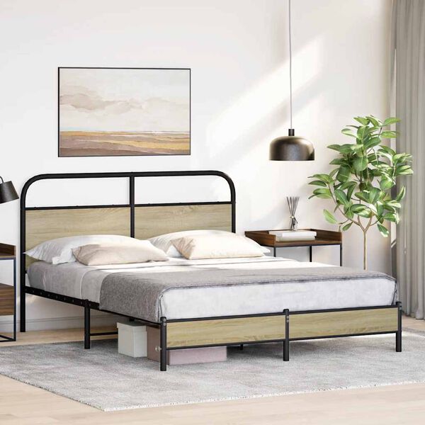 vidaXL Bed Frame without Mattress 160x200 cm Sonoma Oak Engineered Wood