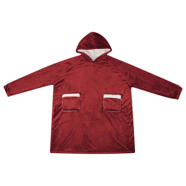 vidaXL Blanket Hoodie Bordeaux Red M Fleece and Flannel