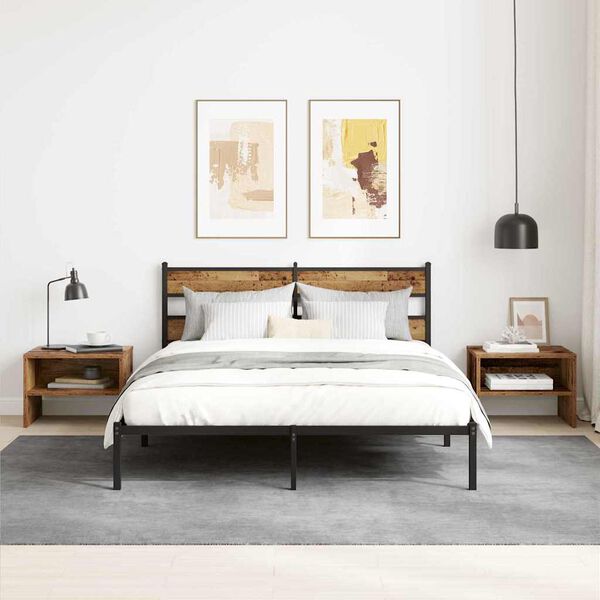 vidaXL Bedside Cabinet 2 pcs Old wood 40 x 40 x 30 cm Engineered wood