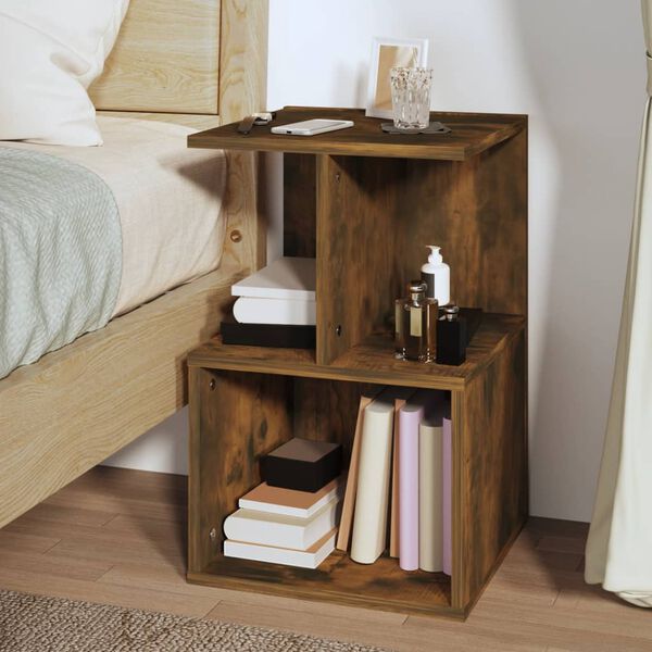 vidaXL Bedside Cabinet Smoked Oak 35x35x55 cm Engineered Wood