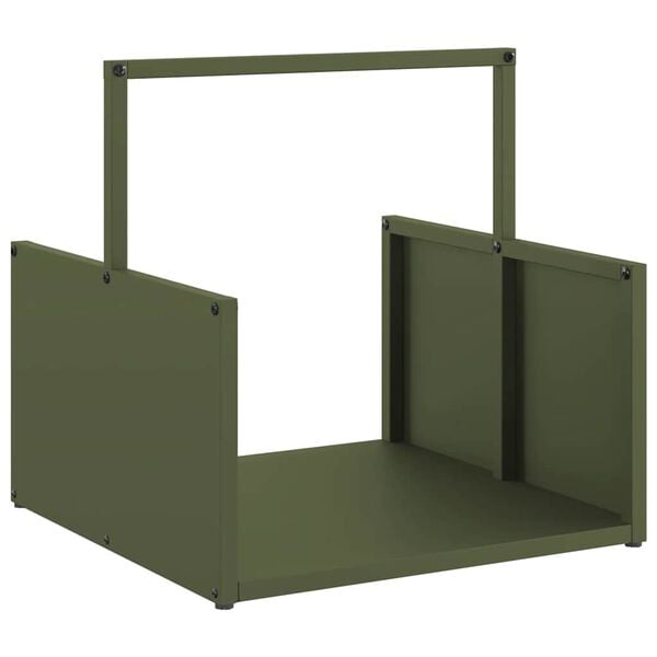 vidaXL Firewood Rack Olive Green 40x40x40 cm Cold-rolled steel