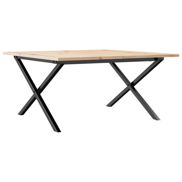 vidaXL Coffee Table X-Frame 80x80x45 cm Solid Wood Pine and Steel