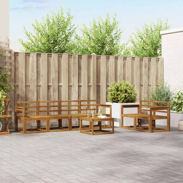 vidaXL Outdoor Sofa Set 7 pcs Natural Solid Acacia Wood