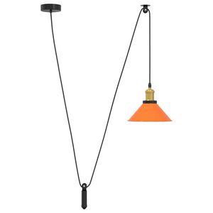 vidaXL Pendant Lamp Height Adjustable E27 Gloss Orange &Oslash; 22 cm Metal