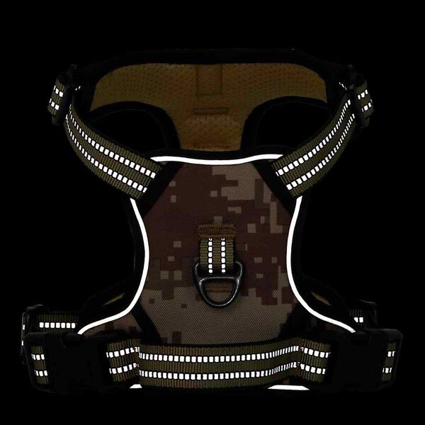 vidaXL Dog Harness with Reflective Stripes Adjustable Camouflage Brown XL