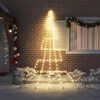 vidaXL LED Christmas Tree with Ground Spikes Warm White 300 cm Metal