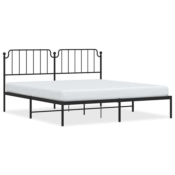 vidaXL Metal Bed Frame without Mattress with Headboard Black 183x213cm