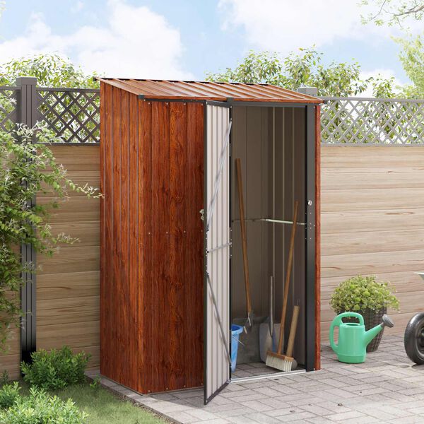 vidaXL Garden Sheds Brown 140.5 x 74 x 200 cm Metal