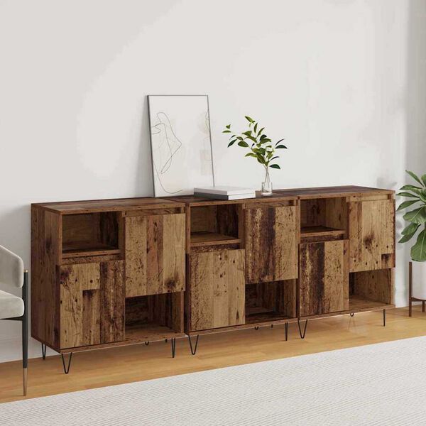 vidaXL Sideboard 3 pcs Old Wood 60 x 35 x 70 cm