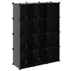 vidaXL Storage Cube Organiser with 12 Cubes Black PP