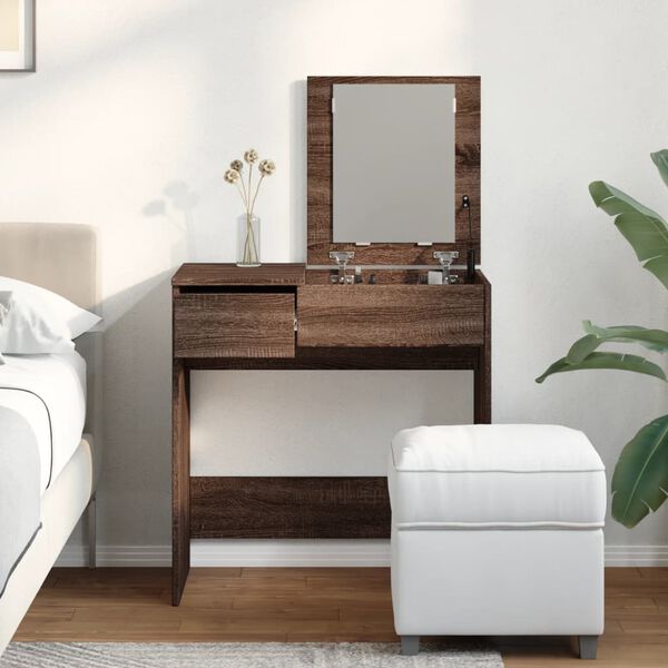 vidaXL Dressing Table with Mirror Brown Oak 73x46.5x120 cm