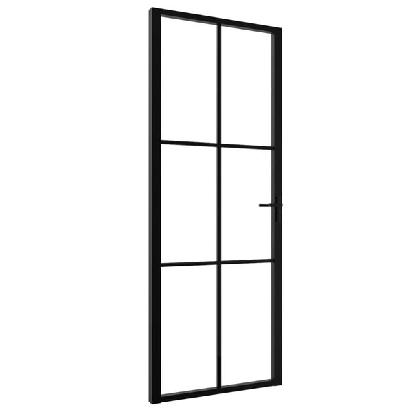 vidaXL Interior Door ESG Glass and Aluminium 76x201.5 cm Black