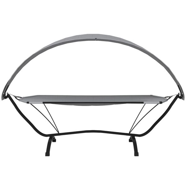 vidaXL Outdoor Lounge Bed with Canopy Grey Steel and Oxford Fabric