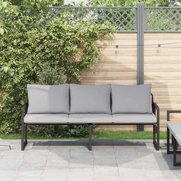 vidaXL Garden Furniture with Cushion Black 180 x 72.5 x 71 cm Steel