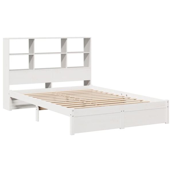 vidaXL Bookcase Bed without Mattress White 160x200cm Solid Wood Pine