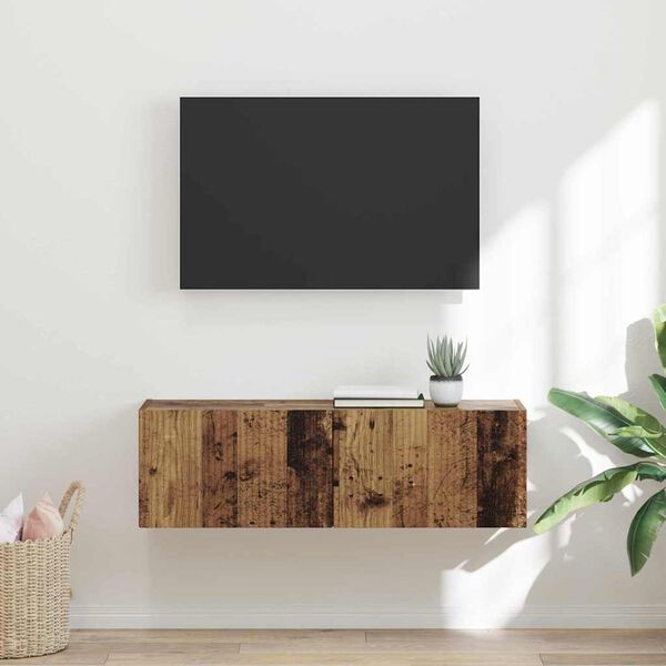 vidaXL TV Wall Cabinet Old Wood 98 x 31 x 29.5 cm Engineered Wood