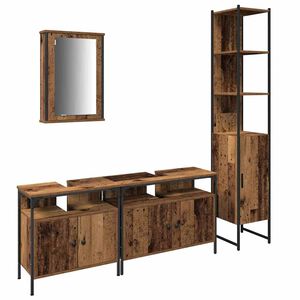 vidaXL Bathroom Furniture Set 4 pcs Old Wood Engineered Wood