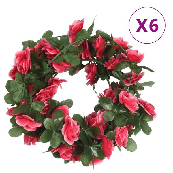 vidaXL Christmas Flower Garlands 6 pcs Spring Rose Red 250 cm
