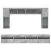 vidaXL 8 Piece TV Wall Cabinet Set with LED Lights Concrete Grey