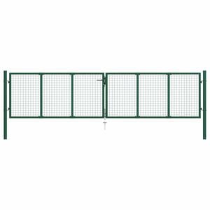 vidaXL Mesh Garden Gate Steel 400x75 cm Green