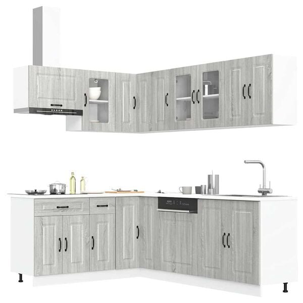 vidaXL 11 Piece Kitchen Cabinet Set Kalmar Grey Sonoma Engineered Wood