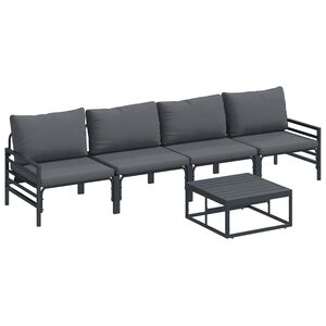 vidaXL Garden Sofa Set 5 pcs Black Steel
