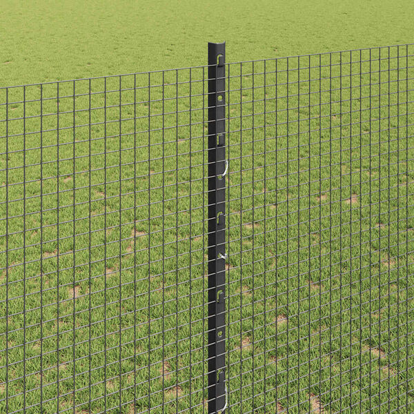 vidaXL Fence with Post Grey 1.4 x 10 m Steel and PVC