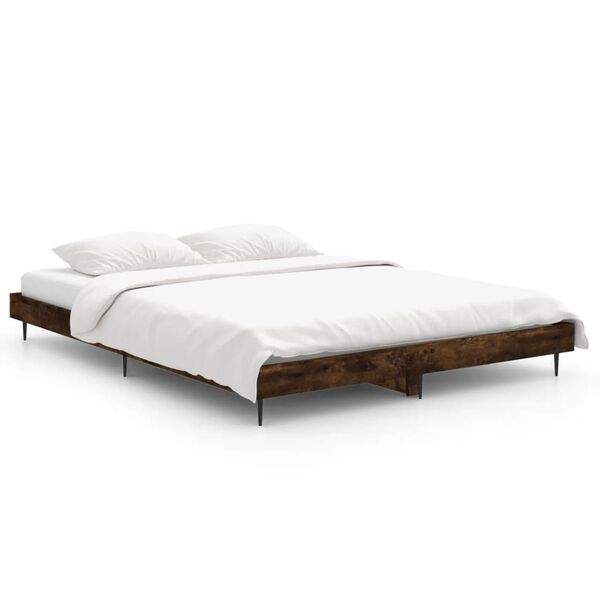 vidaXL Bed Frame without Mattress Smoked Oak 140x190 cm Engineered Wood