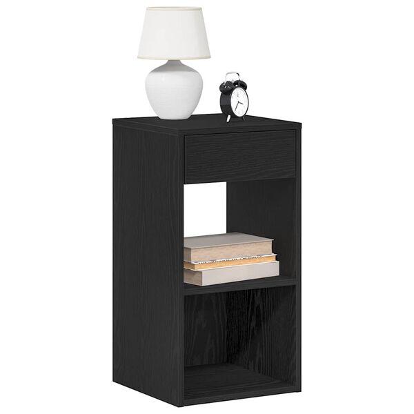 vidaXL Bedside Cabinet with Drawer Black Oak 35x34x66.5 cm