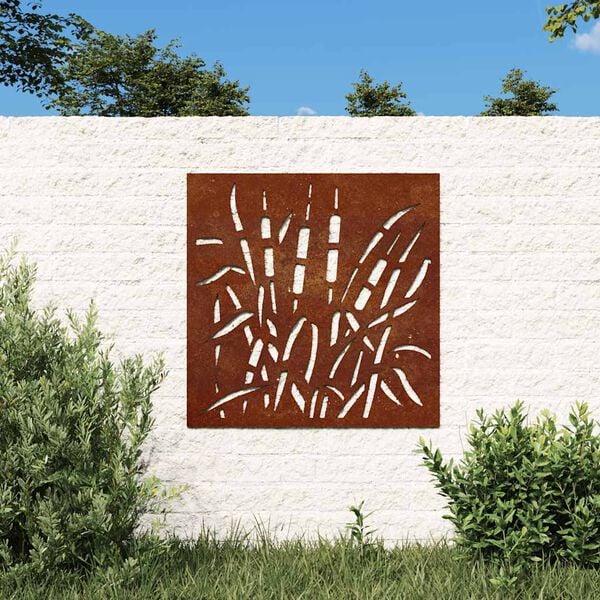vidaXL Garden Wall Decoration 55x55 cm Corten Steel Grass Design