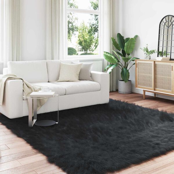 vidaXL Faux Sheepskin Rug Tafalla Black 240 x 240 cm Polyester
