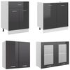 vidaXL 4 Piece Kitchen Cabinet Set with Worktop High Gloss Grey