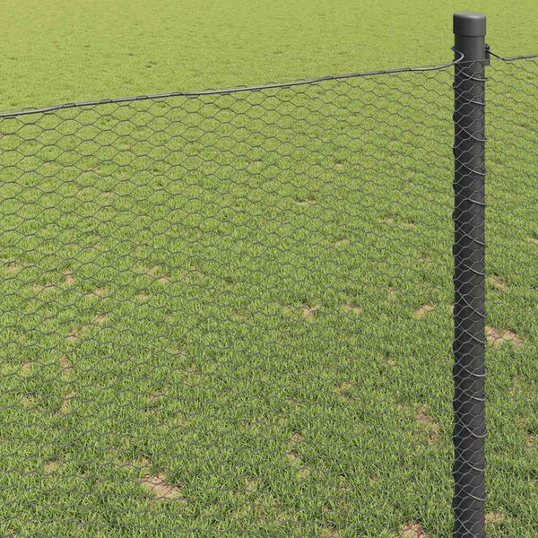 vidaXL Hexagon Fence Grey 1 x 100 m PVC