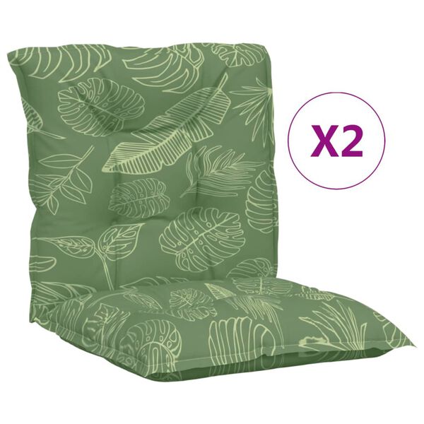 vidaXL Lowback Chair Cushions 2 pcs Leaf Pattern Fabric