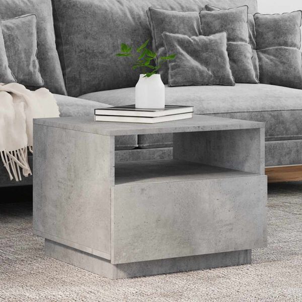 vidaXL Coffee Table with LED Lights Concrete Grey 50x49x40 cm