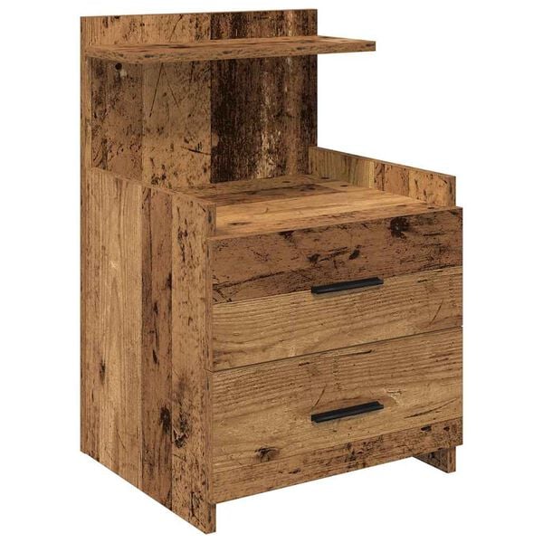 vidaXL Bedside Cabinet with 2 Drawers Old Wood 40x36.5x62 cm