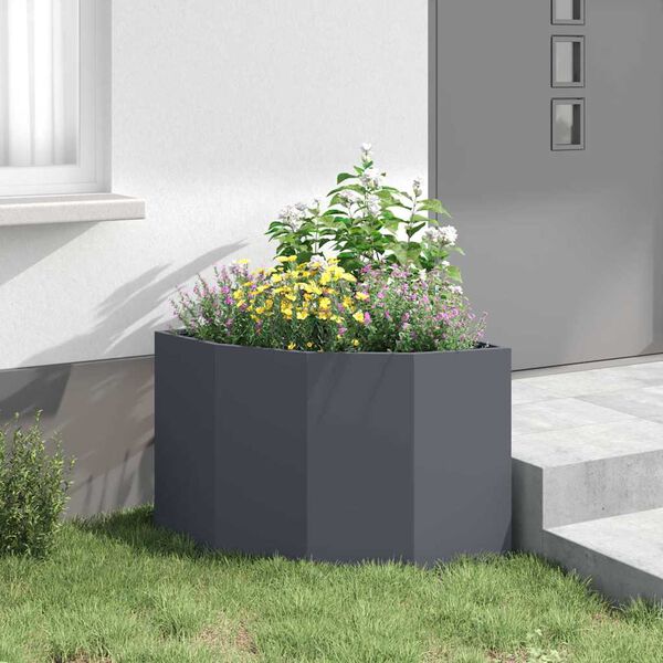 vidaXL Corner Planter Anthracite 60 x 60 x 50 cm Steel