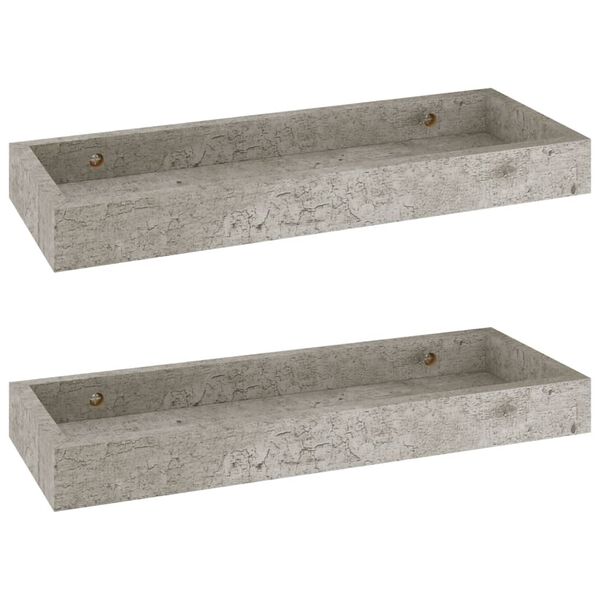 vidaXL Loggia Wall Shelves 2 pcs Concrete Grey 40x15x4 cm MDF