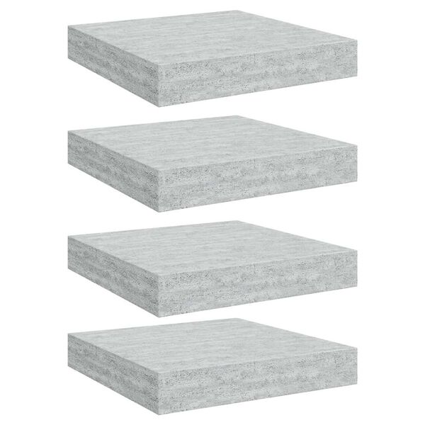 vidaXL Floating Wall Shelves 4 pcs Concrete Grey 23x23.5x3.8 cm MDF