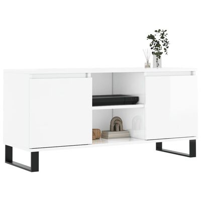 vidaXL TV Cabinet High Gloss White 104x35x50 cm Engineered Wood