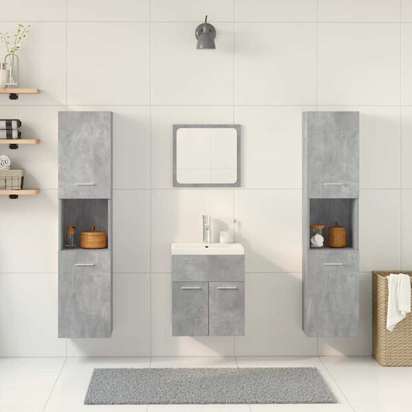vidaXL 5 Piece Bathroom Furniture Set Concrete Grey Engineered Wood