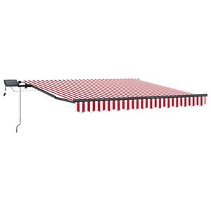 vidaXL Retractable Awning Manual Red and white 300 x 250 cm Fabric