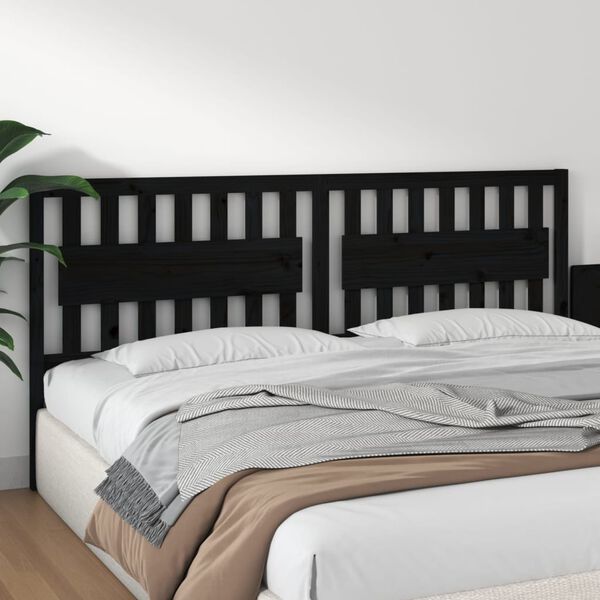 vidaXL Bed Headboard Black 205.5x4x100 cm Solid Wood Pine